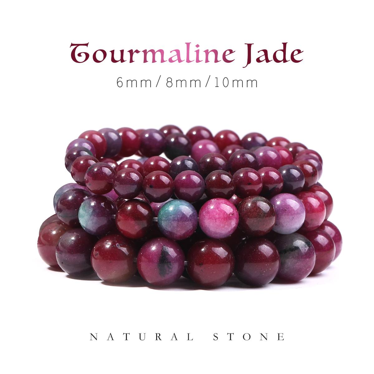 Jewelry Making Stones - Perles rondes en pierre Tourmaline de