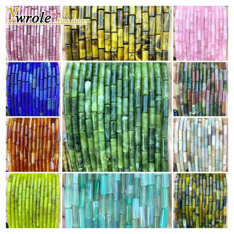 Crimp Bead Tube - Perles d'Espacement en Pierre Naturelle, Tube