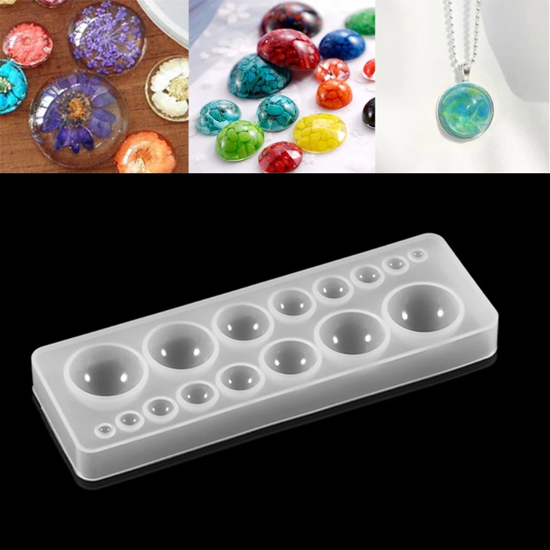 Jewelry Making Degree - 1 moule en silicone demi-sphère oblate