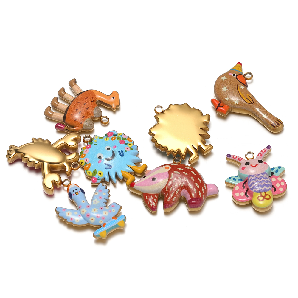 Jewelry Making For Kids - 4 Breloques Animaux en Acier Inoxydable