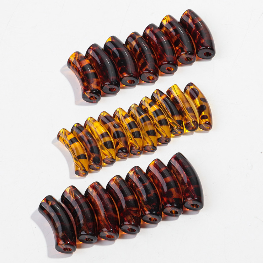 Crimp Bead Tube - Perles tubulaires incurvées en acrylique imprimé